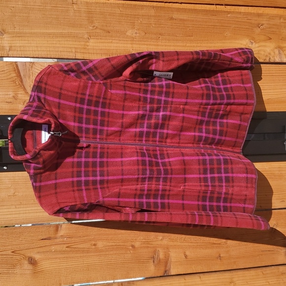 Plaid Fleece Fitted Zip Up sz XL Female Cut & Figure Flattering - Picture 1 of 5